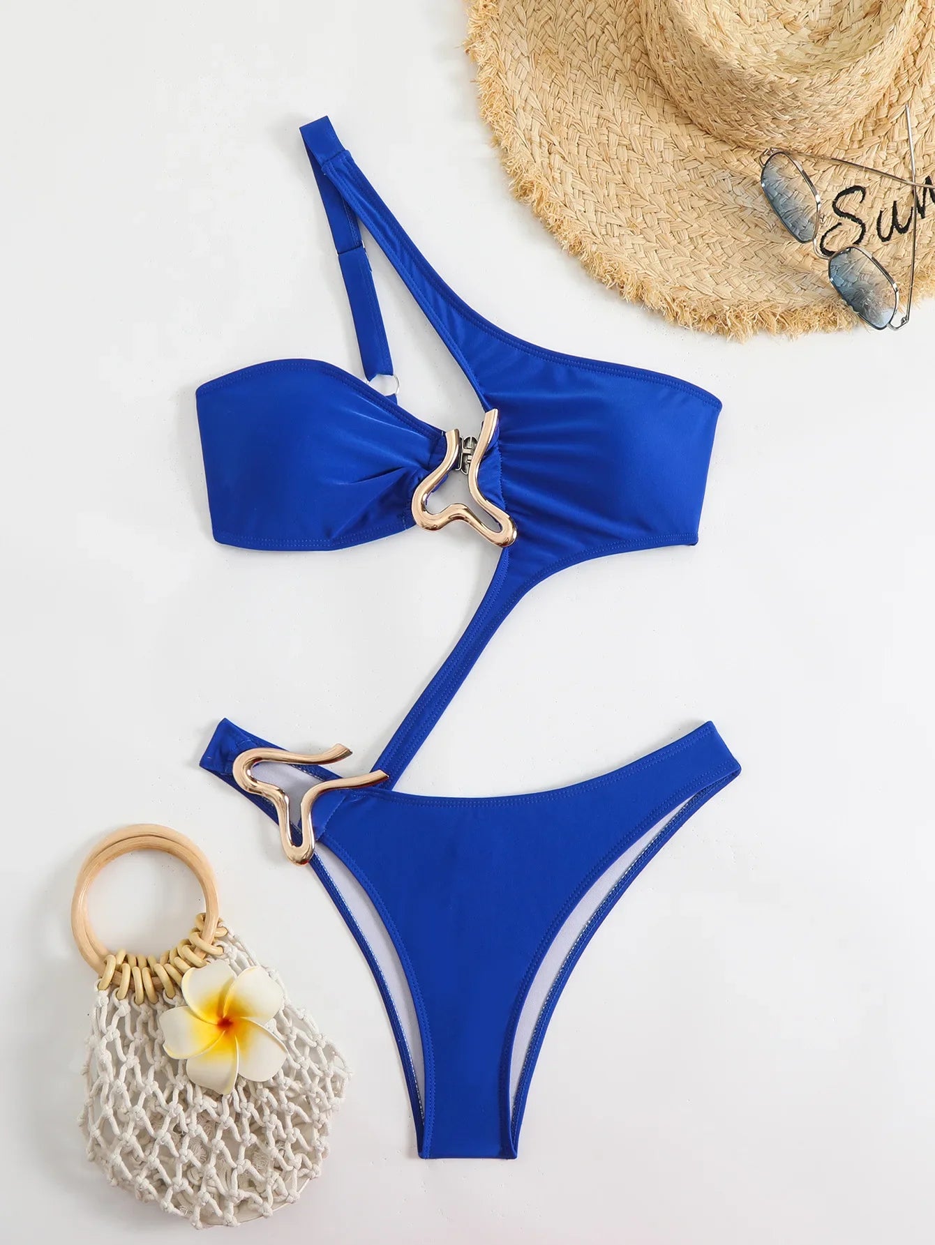 Monokini Donna 2026 Nero One Shoulder con Dettaglio Metal e Tagli Hollow - Lido nova 