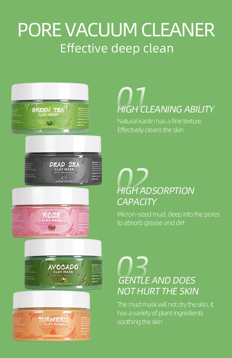 Maschera Argilla Viso 110ml – Pori (Aspetto) & Pelle Più Uniforme | 4 Varianti – Lido Nova