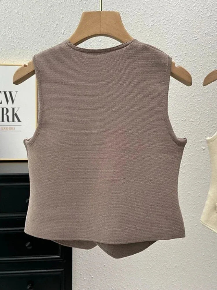 Top Estivo Donna 2026 Slim in Maglia Scollo a V con Bottoni - Lido nova 