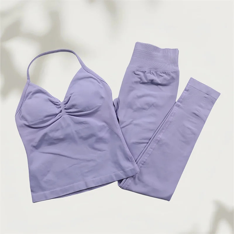 Set Yoga Donna 2026 Seamless con Tank Top Longline e Shorts Scrunch - Lido nova 