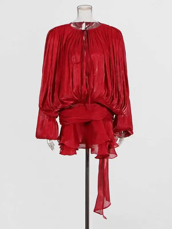 Mini Abito Estivo Donna 2026 con Scollo a V e Maniche Lunghe - Lido nova 