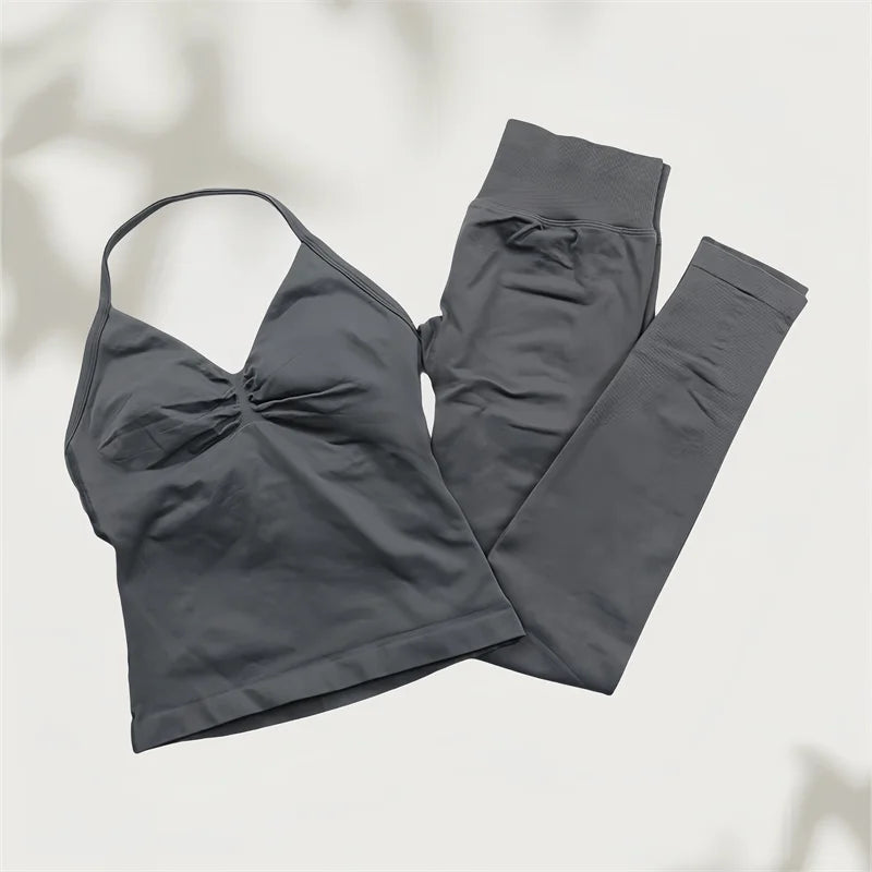 Set Yoga Donna 2026 Seamless con Tank Top Longline e Shorts Scrunch - Lido nova 