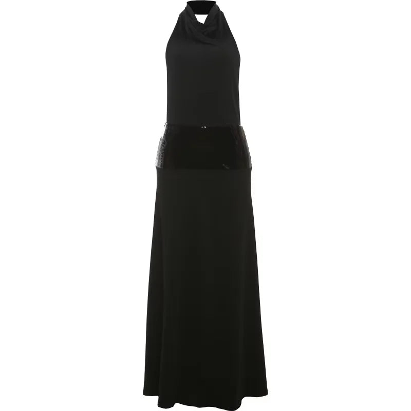 Maxi Abito Estivo Donna 2026 Halter Draped Schiena Scoperta - Lido nova 