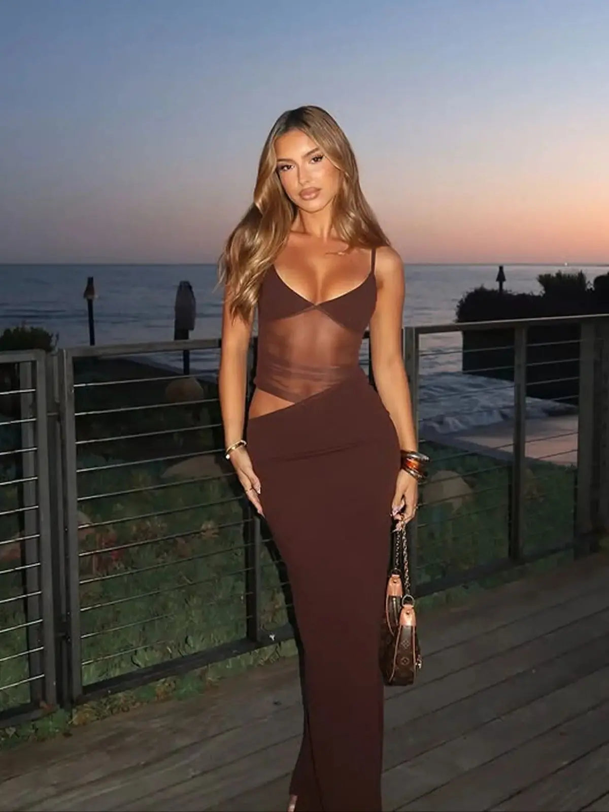 Abito Estivo Donna 2026 Asimmetrico in Mesh con Spalline Sexy per Graduation - Lido nova 