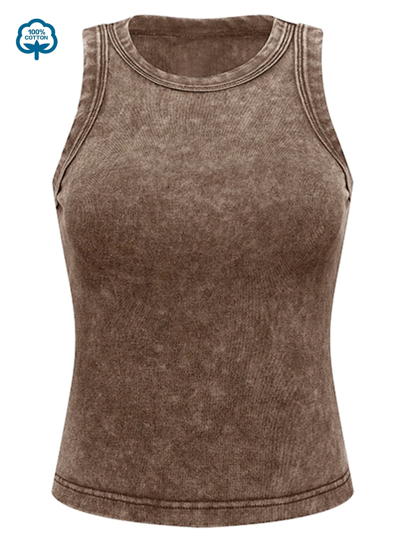 Canotta Donna 2026 100% Cotone Lavato Tinta Unita Casual Street Senza Maniche - Lido nova 