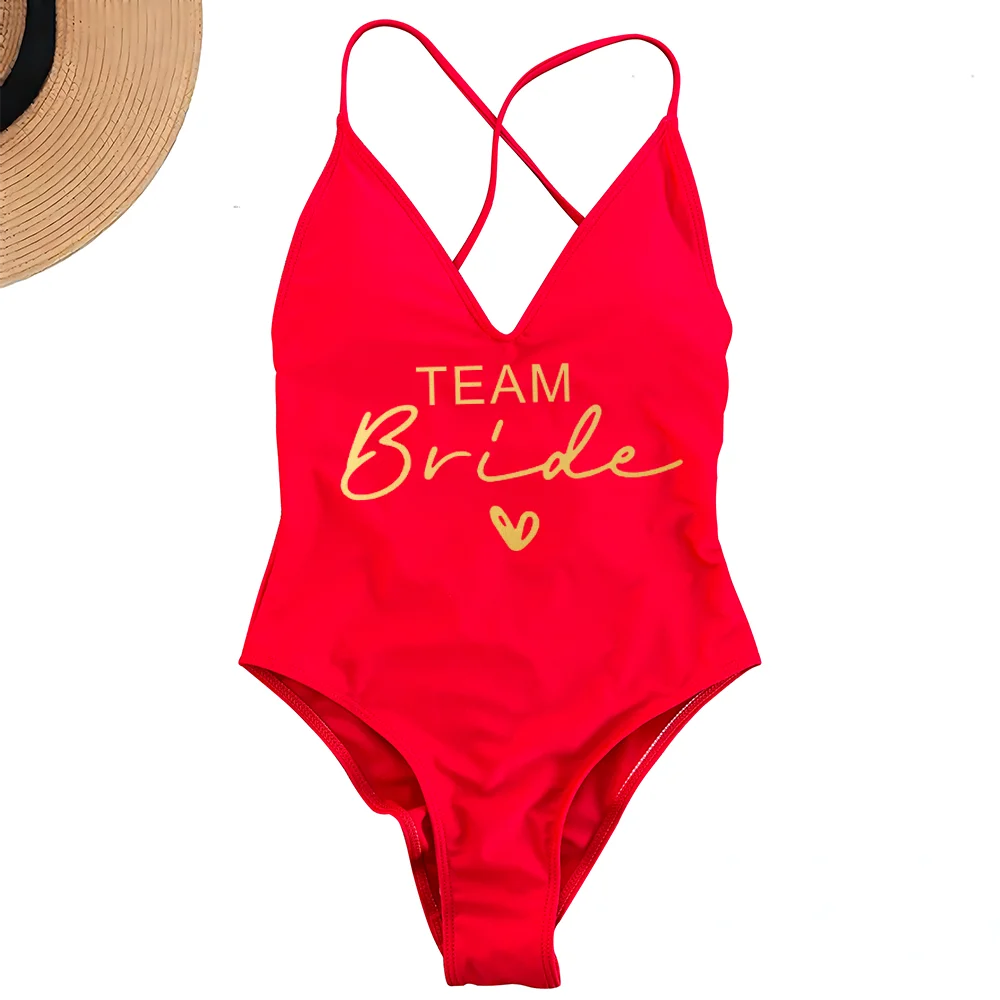 Costume Intero Donna 2026 Team Bride Imbottito Sexy Plus Size da Mare - Lido nova 