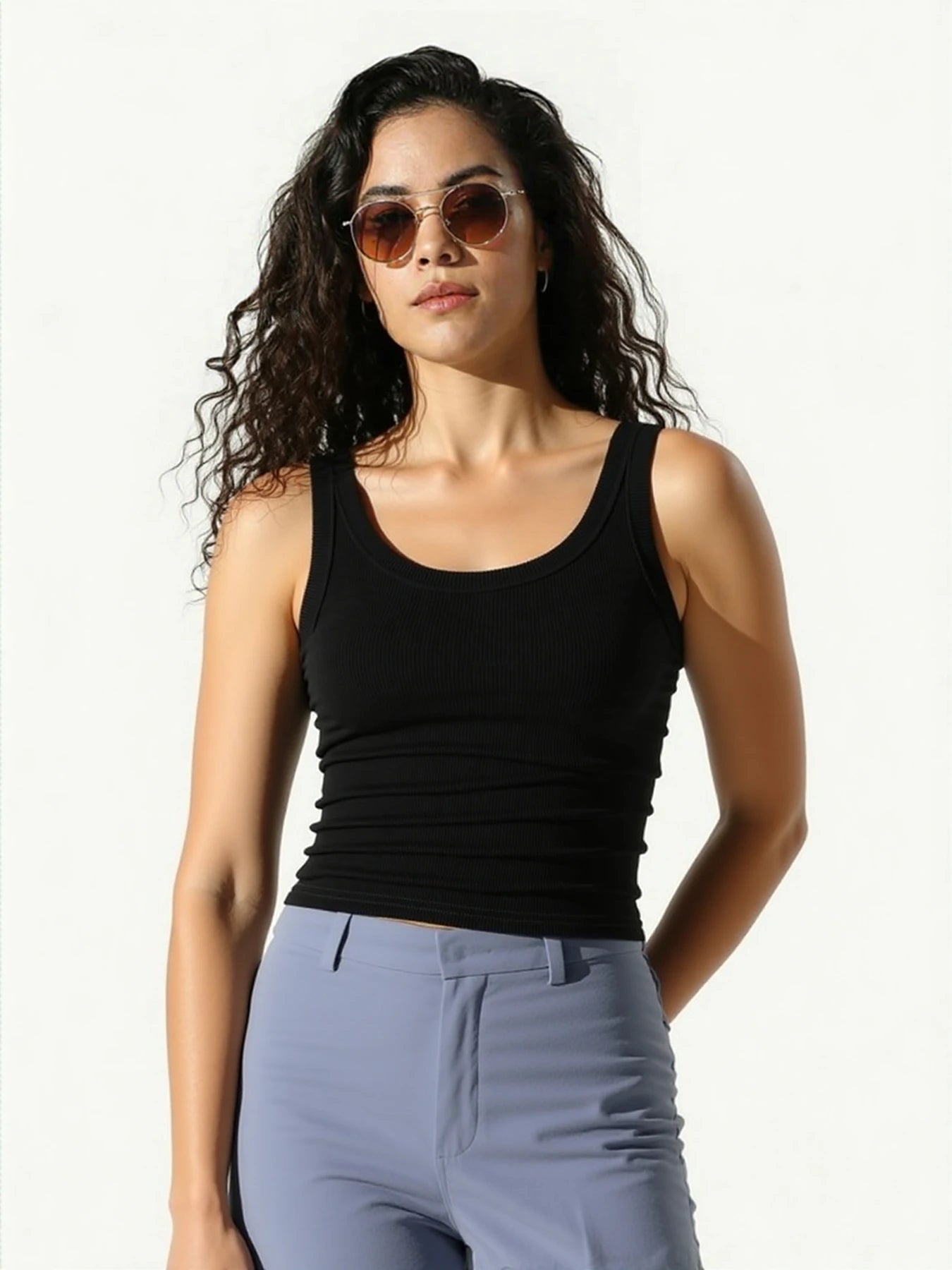 Tank Top Donna 2026 a Coste in Cotone con Stampa California Slim Streetwear - Lido nova 