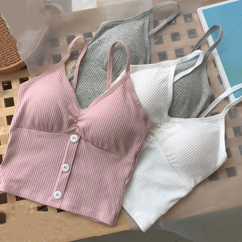 Top Estivo Donna 2026 in Cotone a Costine Crop con Spalline - Lido nova 