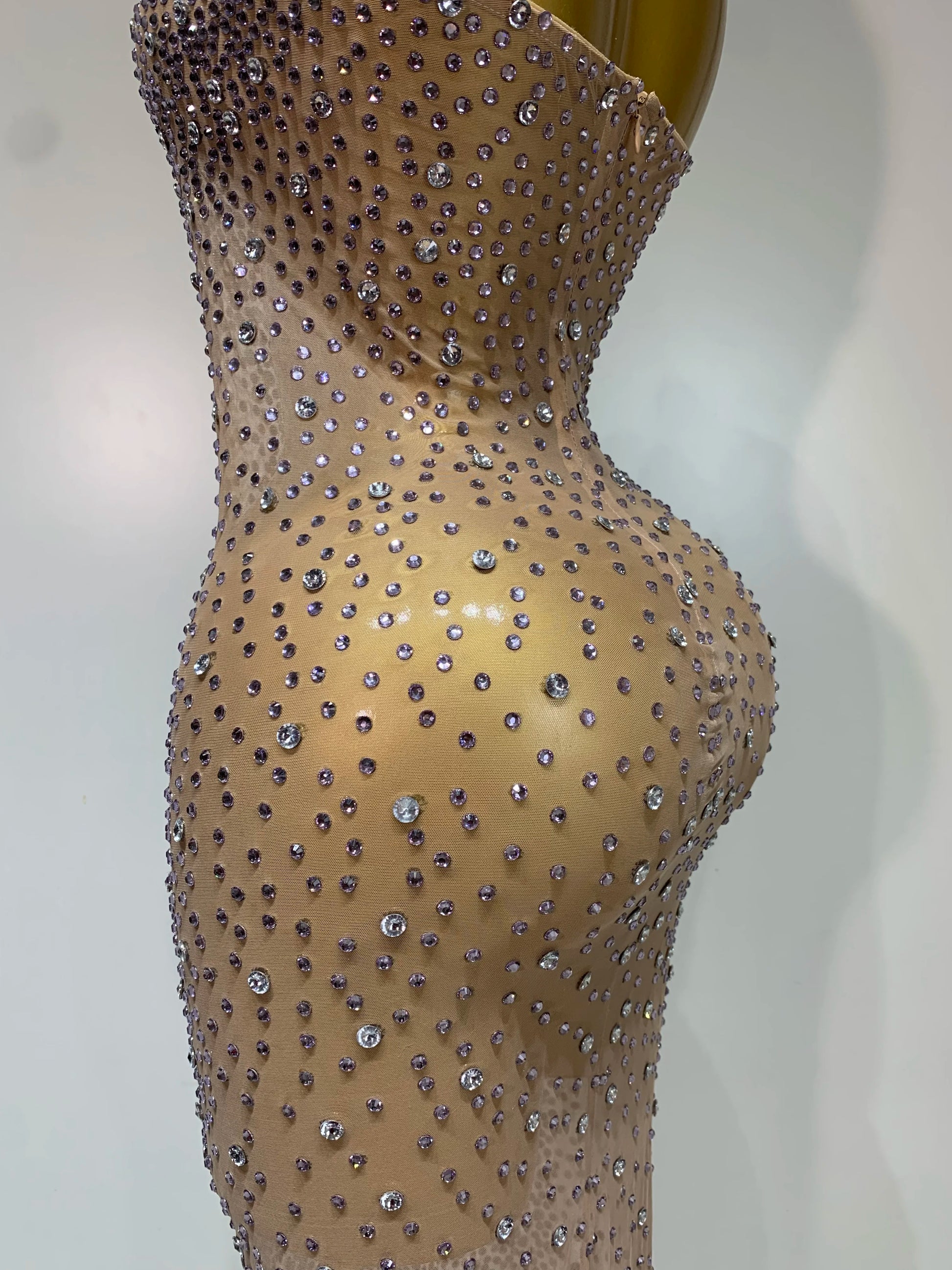 Abito Estivo Donna – Dress Smanicato Mesh con Strass e Schiena Scoperta - Lido nova 