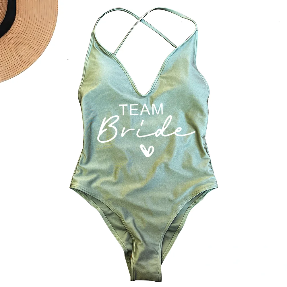 Costume Intero Donna 2026 Team Bride Imbottito Sexy Plus Size da Mare - Lido nova 