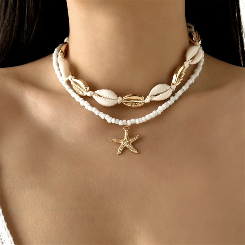 Collana Choker Multilayer Ocean con Stelle Marine & Perle – Donna Estate 2026