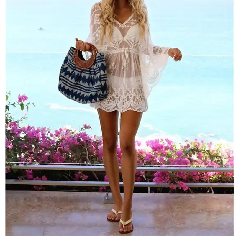 Pareo Estivo Donna 2026 in Pizzo Tunica da Spiaggia Bikini Cover-Up - Lido nova 