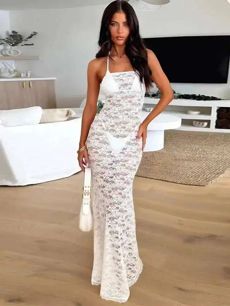 Set Estivo Donna 2026 2 Pezzi in Pizzo con Crop Top Strapless e Gonna Midi - Lido nova 