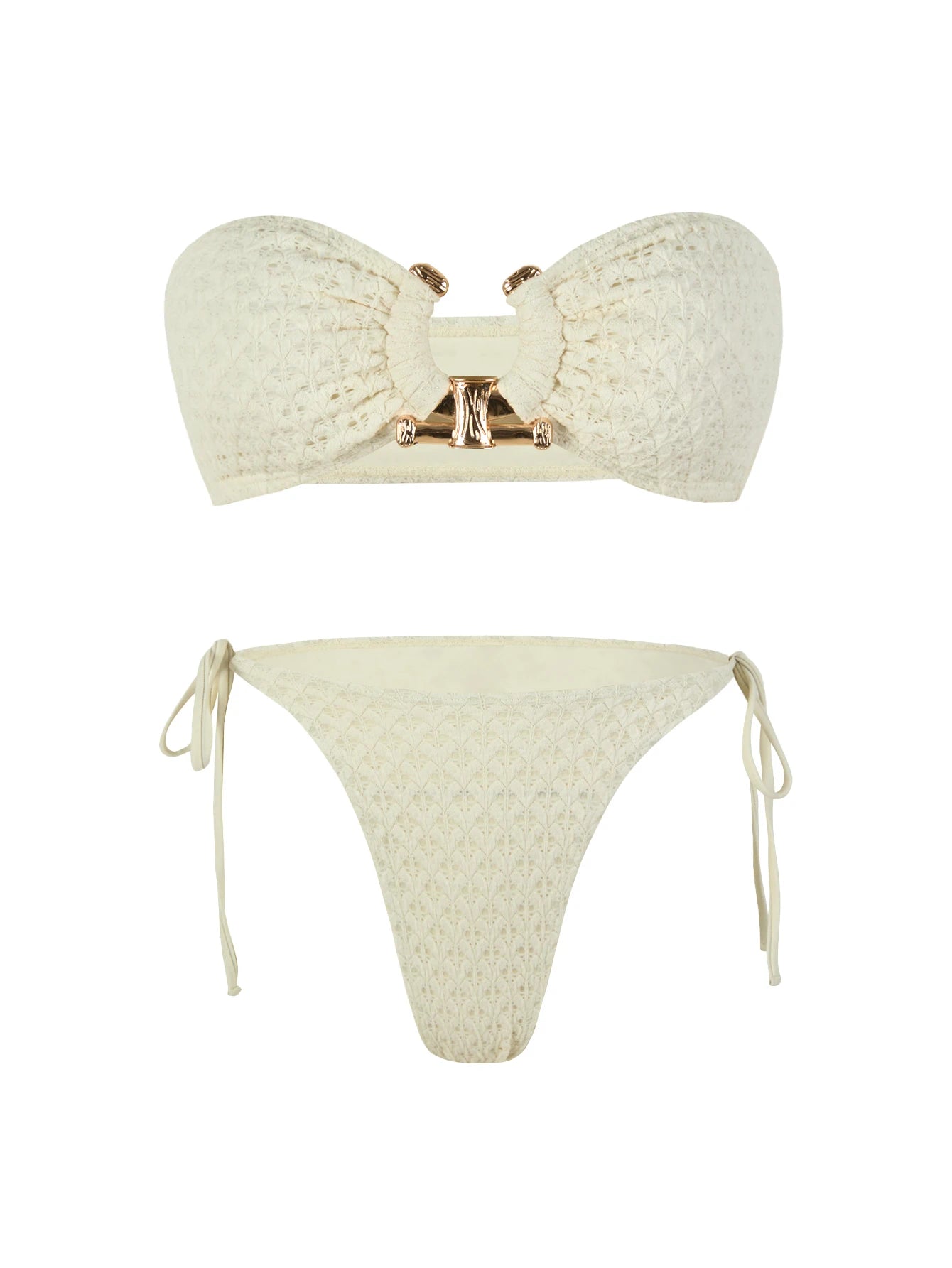 Bikini Donna 2026 Bandeau Shiny con O-Ring Metal e Slip Low Waist Sexy - Lido nova 