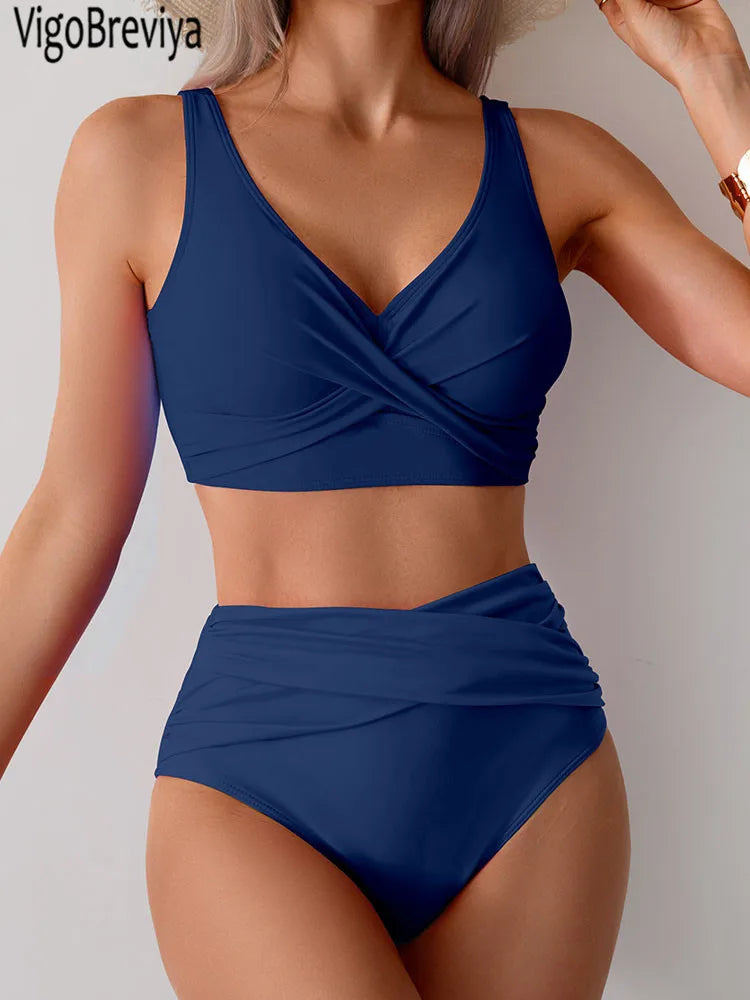 Bikini Donna 2026 Push Up con Spalline Incrociate e Slip Brasiliano Vita Alta - Lido nova 