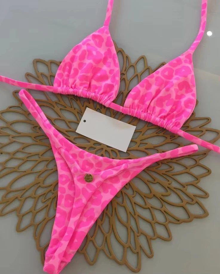 Bikini Donna 2026 Leopardato Sexy con Slip Thong per Mare e Vacanze - Lido nova 