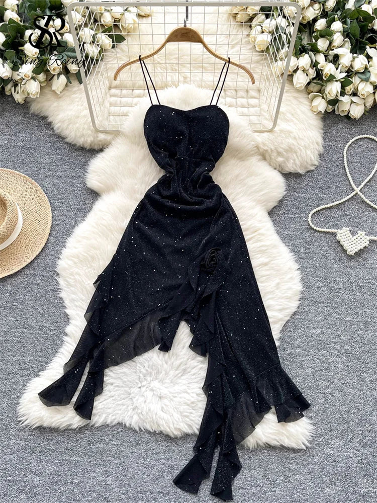 Abito Copricostume Donna 2026 in Mesh Brillante con Fiori 3D per Beach Party - Lido nova 