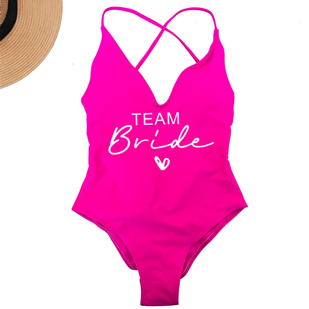 Costume Intero Donna 2026 Team Bride Imbottito Sexy Plus Size da Mare - Lido nova 