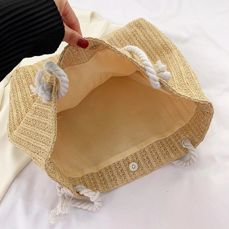 Woven Raffia Tote Bag – Boho Luxury Women's Summer 2026