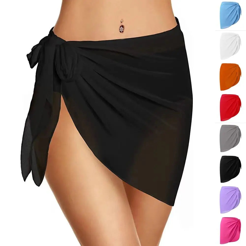 Sarong Corto Donna 2026 in Chiffon Trasparente Come Cover-Up per Bikini - Lido nova 