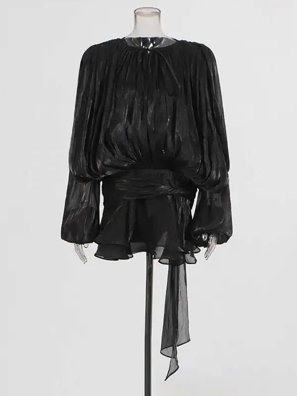 Mini Abito Estivo Donna 2026 con Scollo a V e Maniche Lunghe - Lido nova 