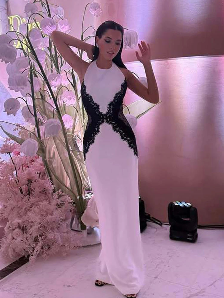 Abito Estivo Donna – Maxi Dress con Pizzo, Schiena Scoperta e Spacco Laterale - Lido nova 