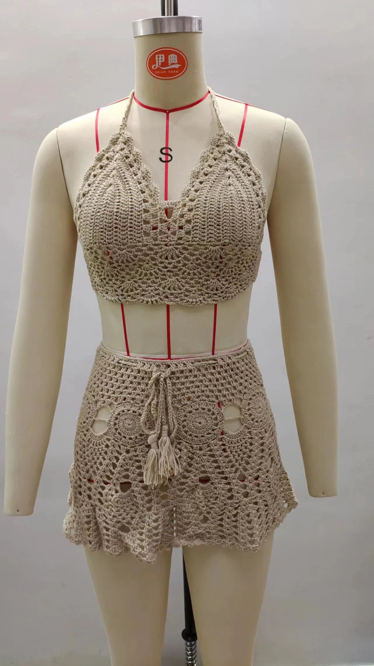 Set Bikini Donna 2026 in Crochet 2 Pezzi con Gonna Cover-Up Boho da Mare - Lido nova 