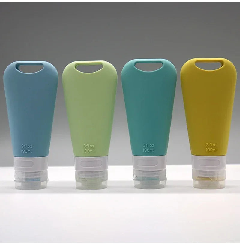 1/3/4Pcs 90ml Travel Portable Silicone Set-bottling Lotion Cream Shampoo Body Wash Cosmetic Bottles Empty Containers - Lido nova 