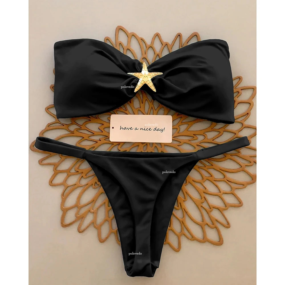 Bikini Donna 2026 Push Up Bandeau Micro con Slip Brasiliano Sexy da Mare - Lido nova 