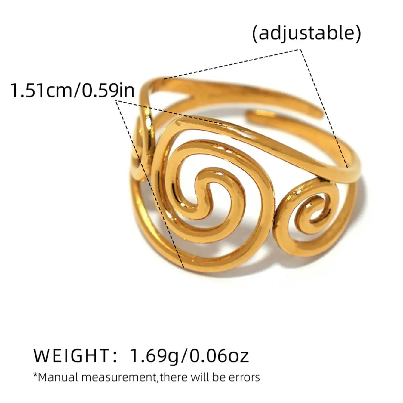 Anello Spirale Regolabile in Acciaio Inox – Placcato Oro 18K Donna Estate 2026