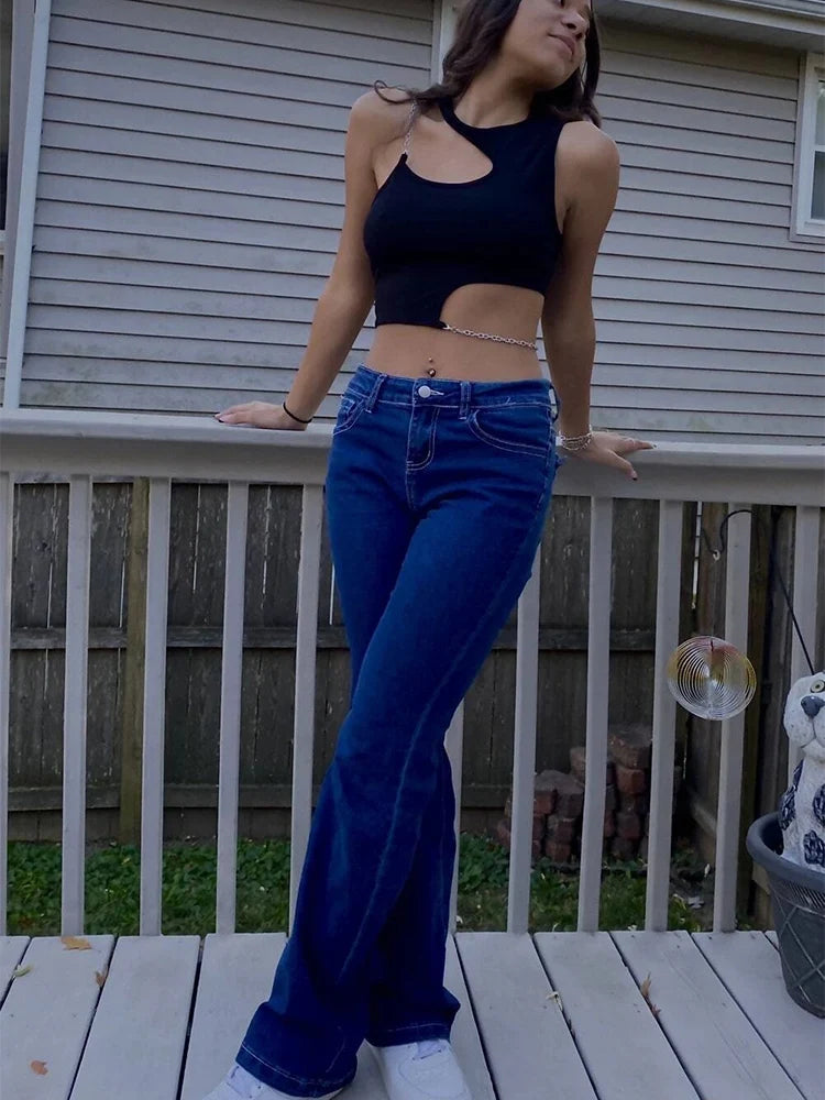 Crop Top Estivo Donna 2026 a Costine con Catena Scollo Asimmetrico - Lido nova 