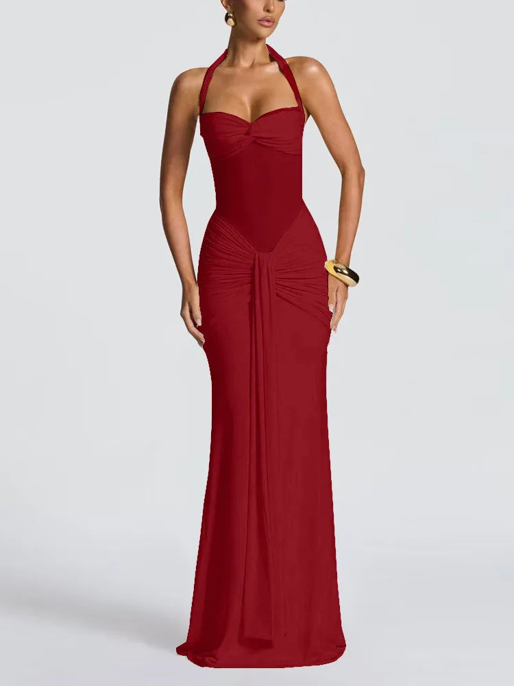 Abito Lungo Donna 2026 in Mesh Patchwork con Scollo Halter Elegante Sexy - Lido nova 