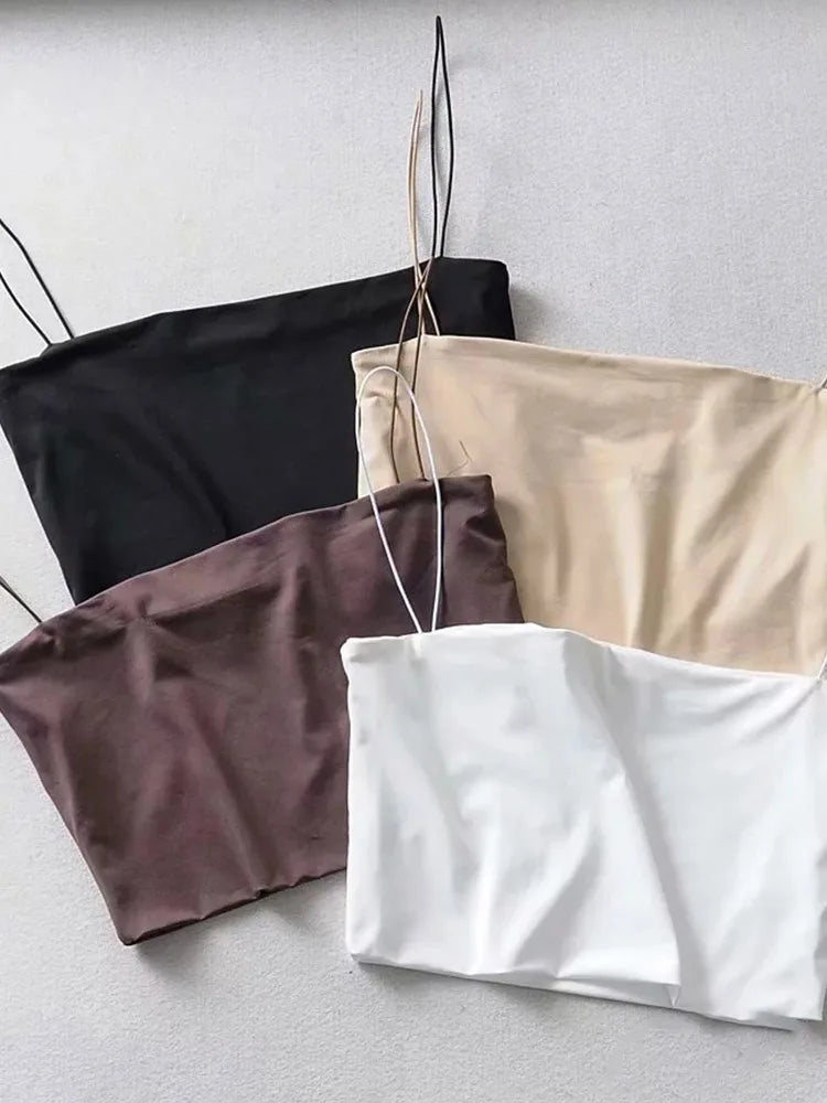 Crop Top Donna 2026 in Cotone Elasticizzato Senza Maniche Sexy Basic - Lido nova 