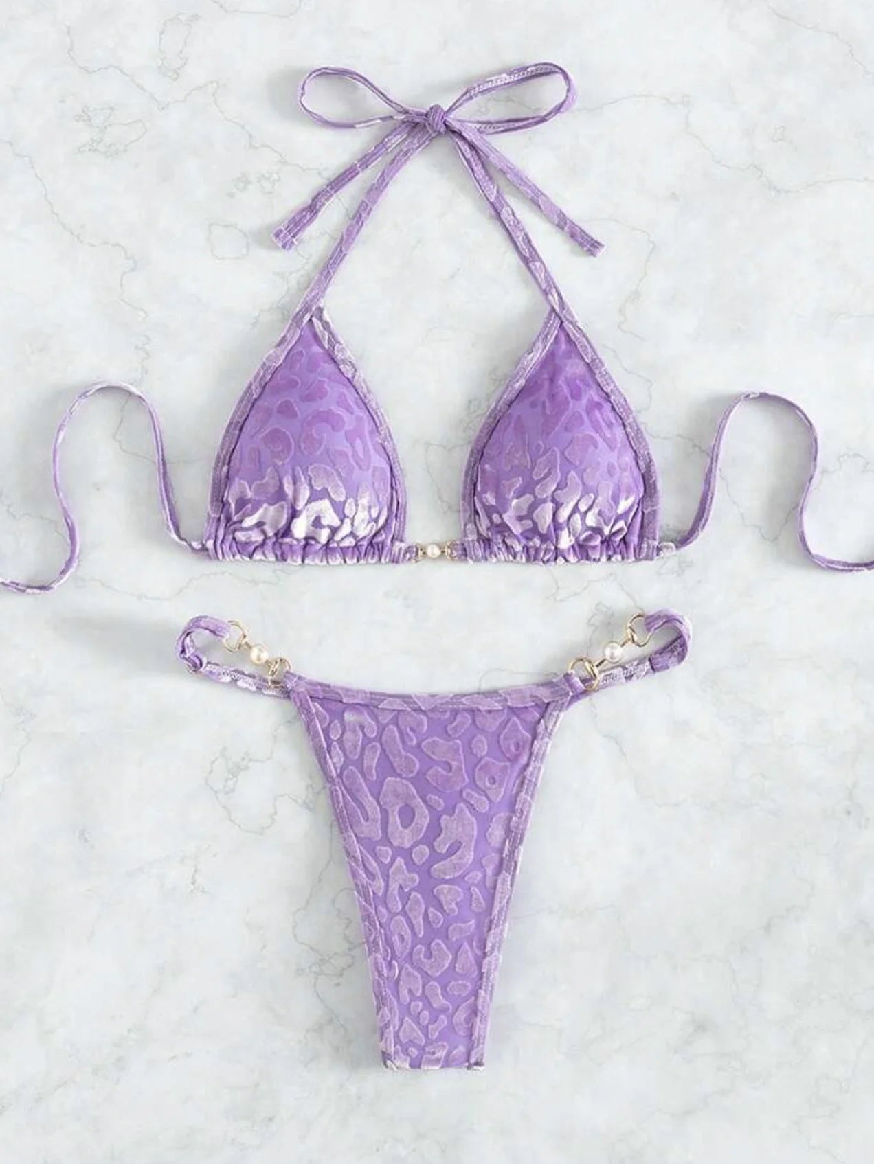 Micro Bikini Donna 2026 Rosa Lucido con Perle Push Up e Slip Thong Sexy - Lido nova 