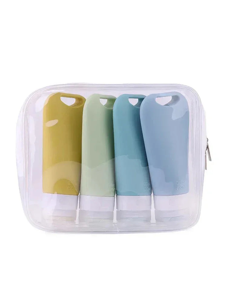 1/3/4Pcs 90ml Travel Portable Silicone Set-bottling Lotion Cream Shampoo Body Wash Cosmetic Bottles Empty Containers - Lido nova 