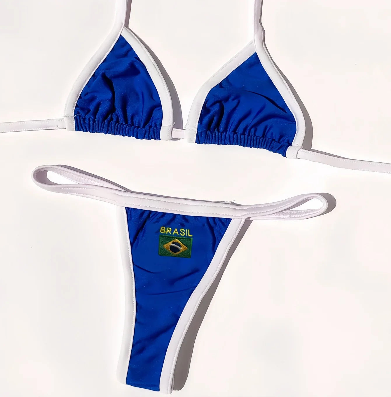 Bikini Donna 2026 con Patchwork Bandiera Brasil e Ricamo Split Sexy - Lido nova 