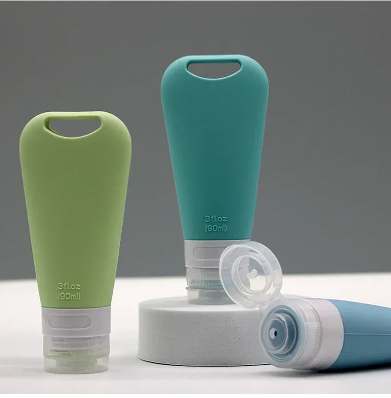 1/3/4Pcs 90ml Travel Portable Silicone Set-bottling Lotion Cream Shampoo Body Wash Cosmetic Bottles Empty Containers - Lido nova 