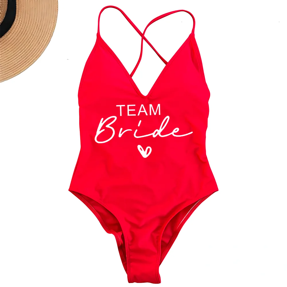 Costume Intero Donna 2026 Team Bride Imbottito Sexy Plus Size da Mare - Lido nova 