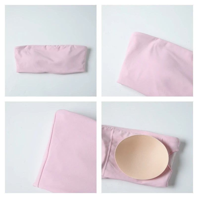 Set Fitness Donna 2026 2 Pezzi con Bra Strapless e Crop Top Sportivo - Lido nova 