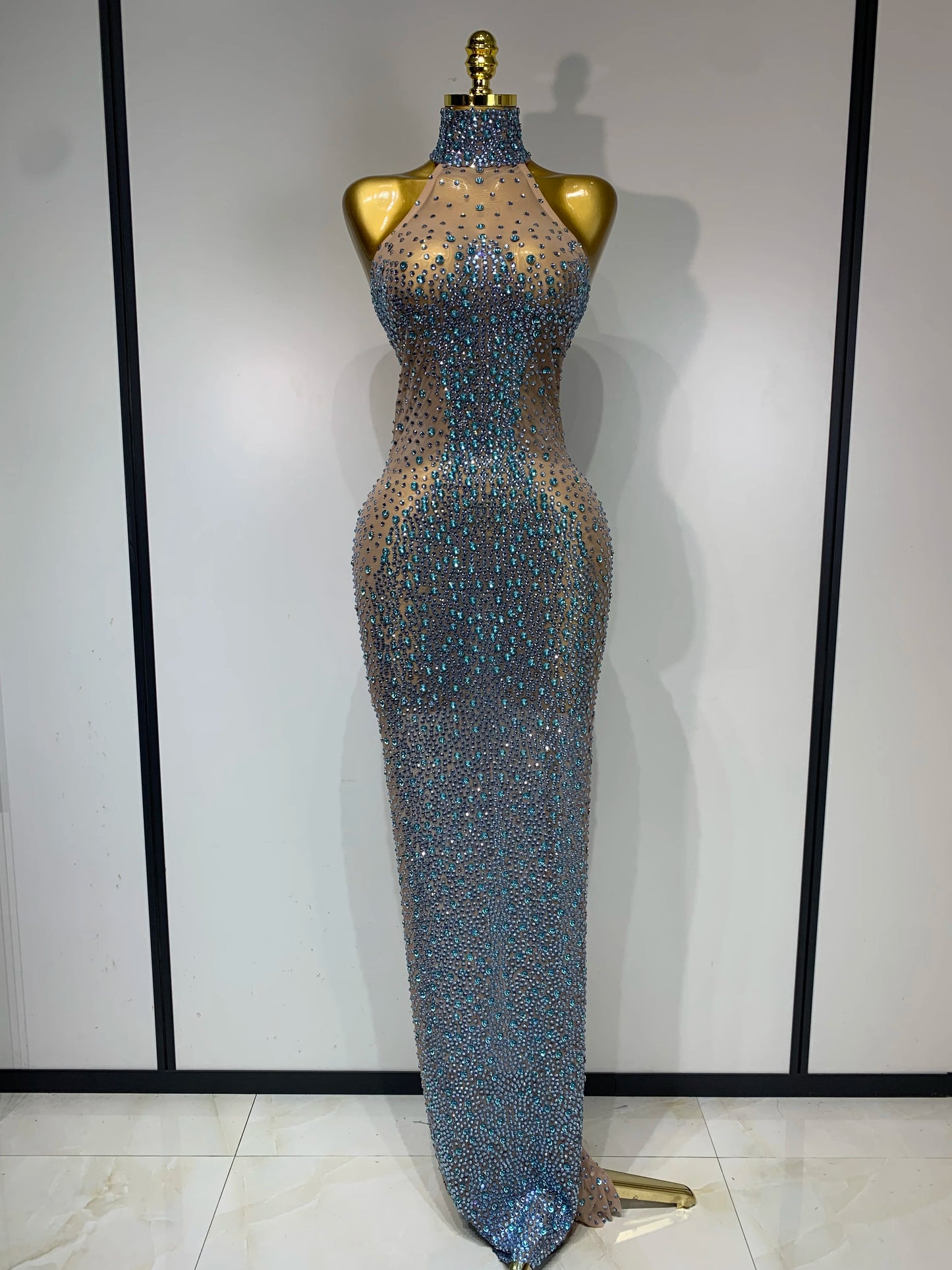 Abito Estivo Donna – Dress Smanicato Mesh con Strass e Schiena Scoperta - Lido nova 