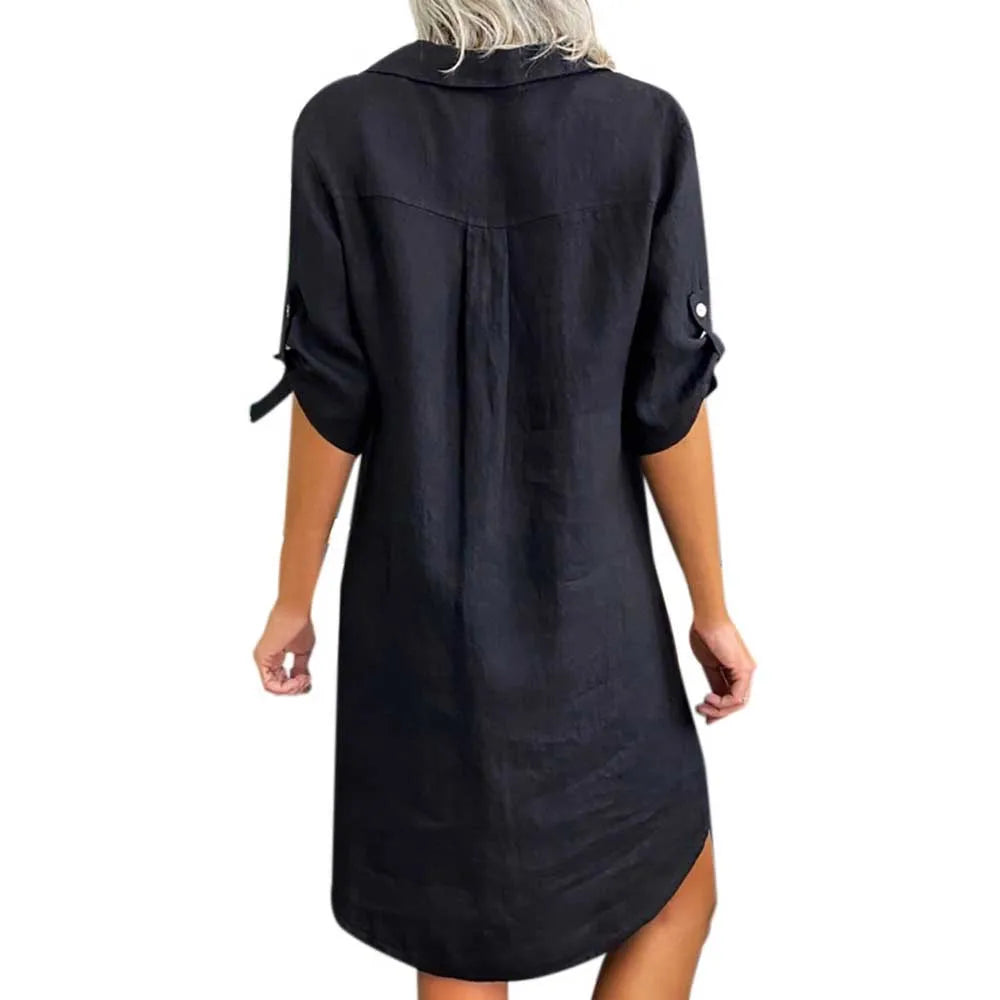 Mini Abito Estivo Donna 2026 Lino Cotone con Colletto - Lido nova 