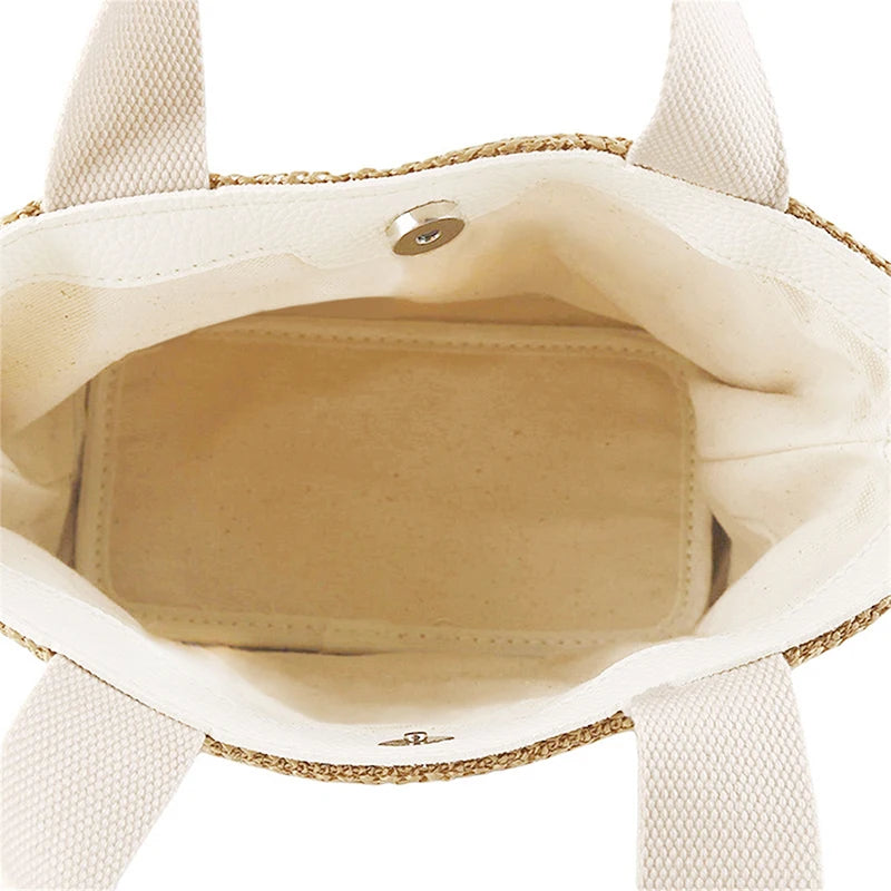 Women's 2026 Woven Straw Bucket Bag in Boho Beach Style