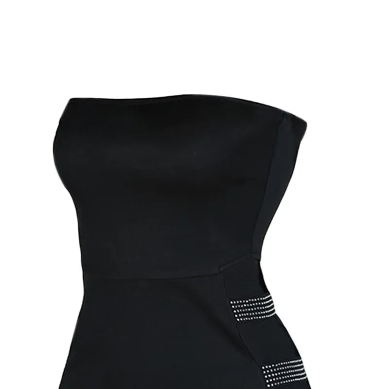 Mini Dress Estivo Donna – Tubino Smanicato con Dettagli Strass e Design Hollow - Lido nova 