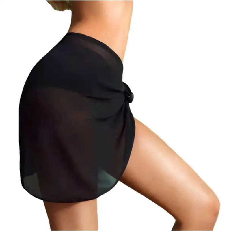 Pareo Estivo Donna 2026 Nero Sheer 50x180 cm Bikini Wrap Multiuso - Lido nova 