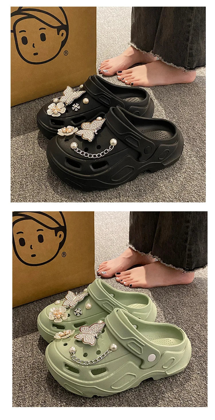 Clogs Platform Premium Donna con Decor Accessories – Slip-On Beach & Garden Estate 2026