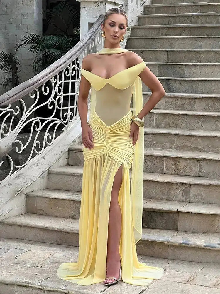 Abito Lungo Donna 2026 in Mesh Patchwork con Scollo Halter Elegante Sexy - Lido nova 