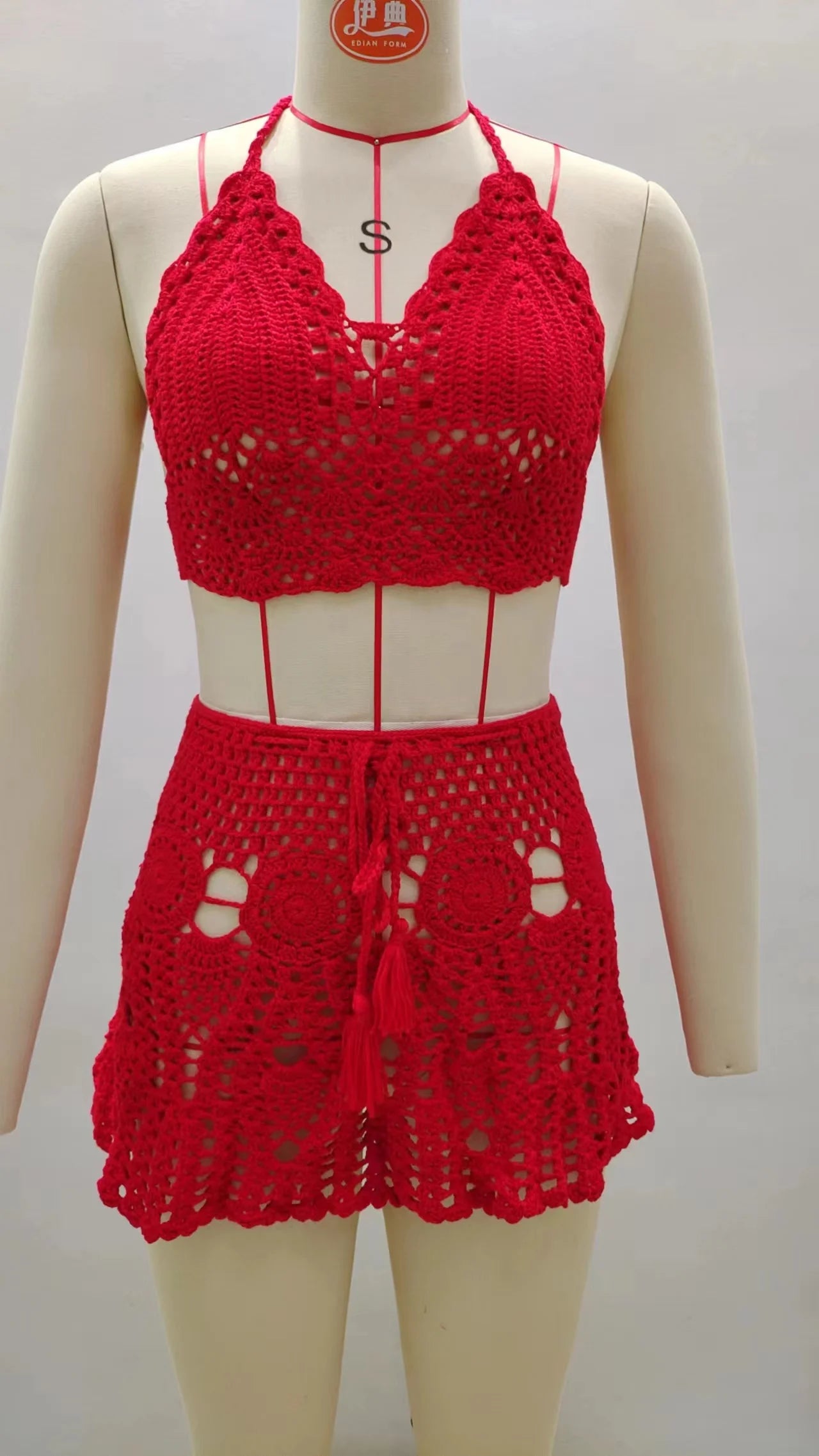 Set Bikini Donna 2026 in Crochet 2 Pezzi con Gonna Cover-Up Boho da Mare - Lido nova 