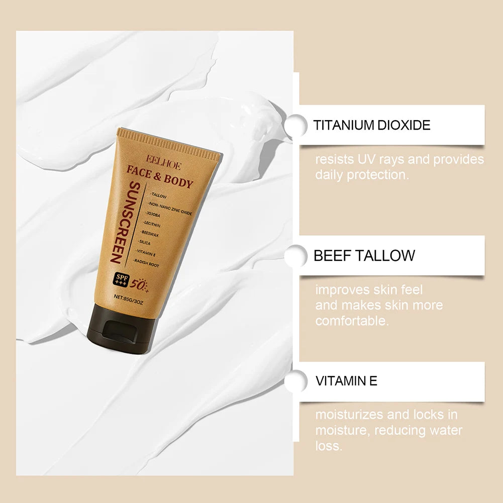 Crema Solare Minerale SPF50 Viso & Corpo – Con Tallow & Ossido di Zinco, Non Unge | Lido Nova