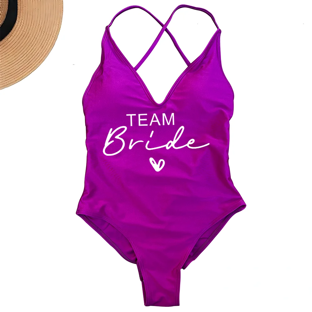 Costume Intero Donna 2026 Team Bride Imbottito Sexy Plus Size da Mare - Lido nova 