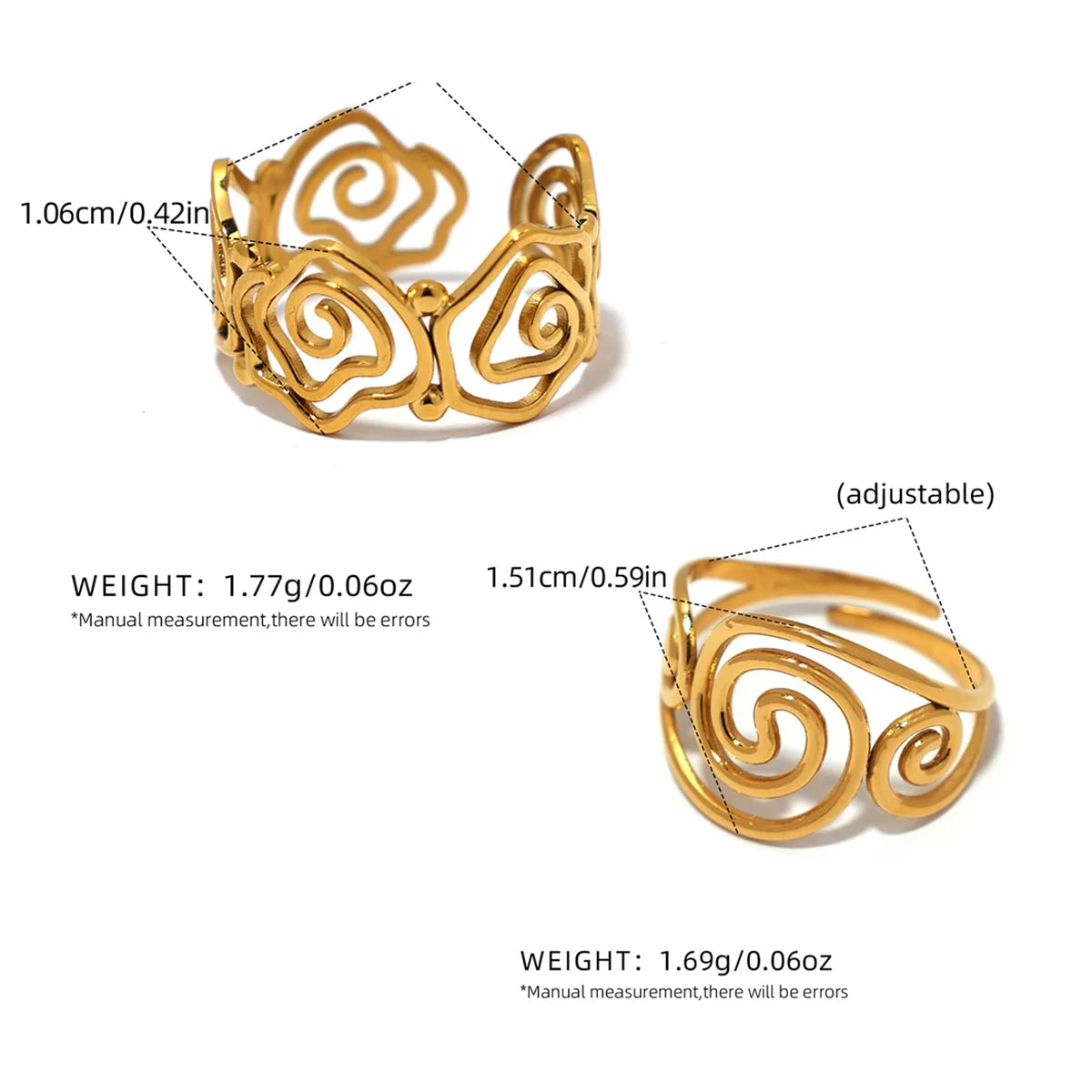 Anello Spirale Regolabile in Acciaio Inox – Placcato Oro 18K Donna Estate 2026